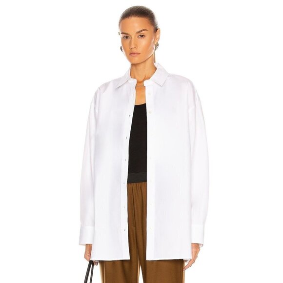 Loulou Studio Espanto Oversized Poplin Shirt in White Small New Womens Top - Picture 2 of 14